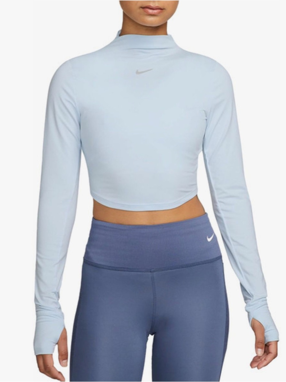 Nike Women’s Large Dri-Fit One Luxe Long Sleeve Cropped Top Baby Blue